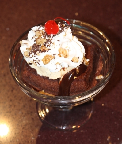 Good Brownie with ice cream and whipped cream